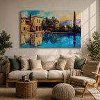 Mediterranean Villa Wall Art Toscana Framed Canvas Cypress Landscape Rustic Home Decor