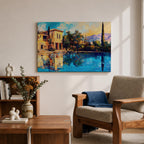 Mediterranean Villa Wall Art Toscana Framed Canvas Cypress Landscape Rustic Home Decor
