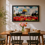 Dome of the Rock Wall Art Haram Al-Sharif Framed Canvas Poppy Field Islamic Decor