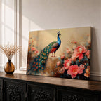 Peacock Wall Art Royal Feathers Framed Canvas Indian Peafowl Botanical Floral Exotic Garden Decor