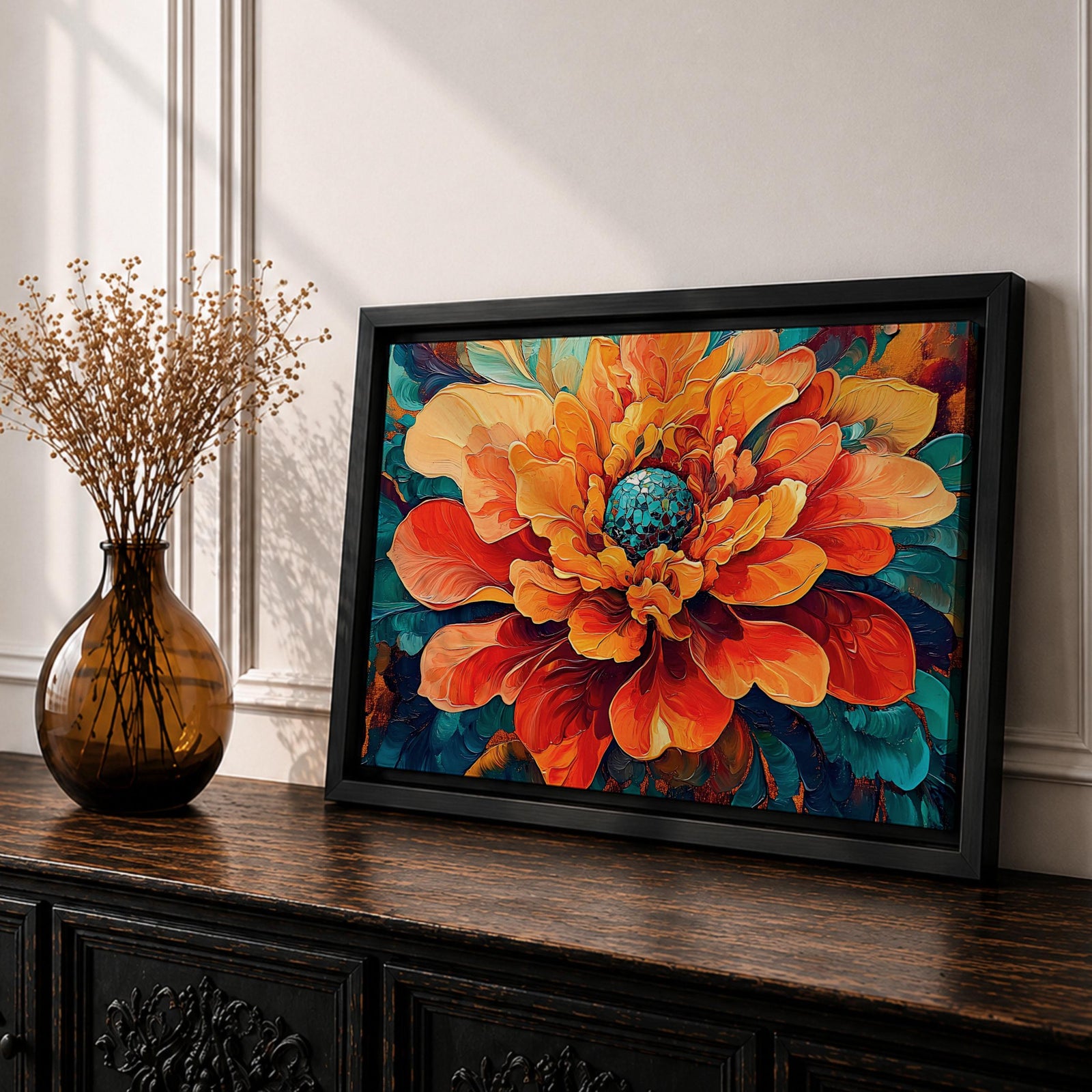 Peony Wall Art Bloom Framed Canvas Botanical Garden Abstract Floral Living Room Home Decor