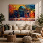 Islamic Mosque Wall Art Mughal Mosque Framed Canvas Ornate Archway Muslim Home Decor