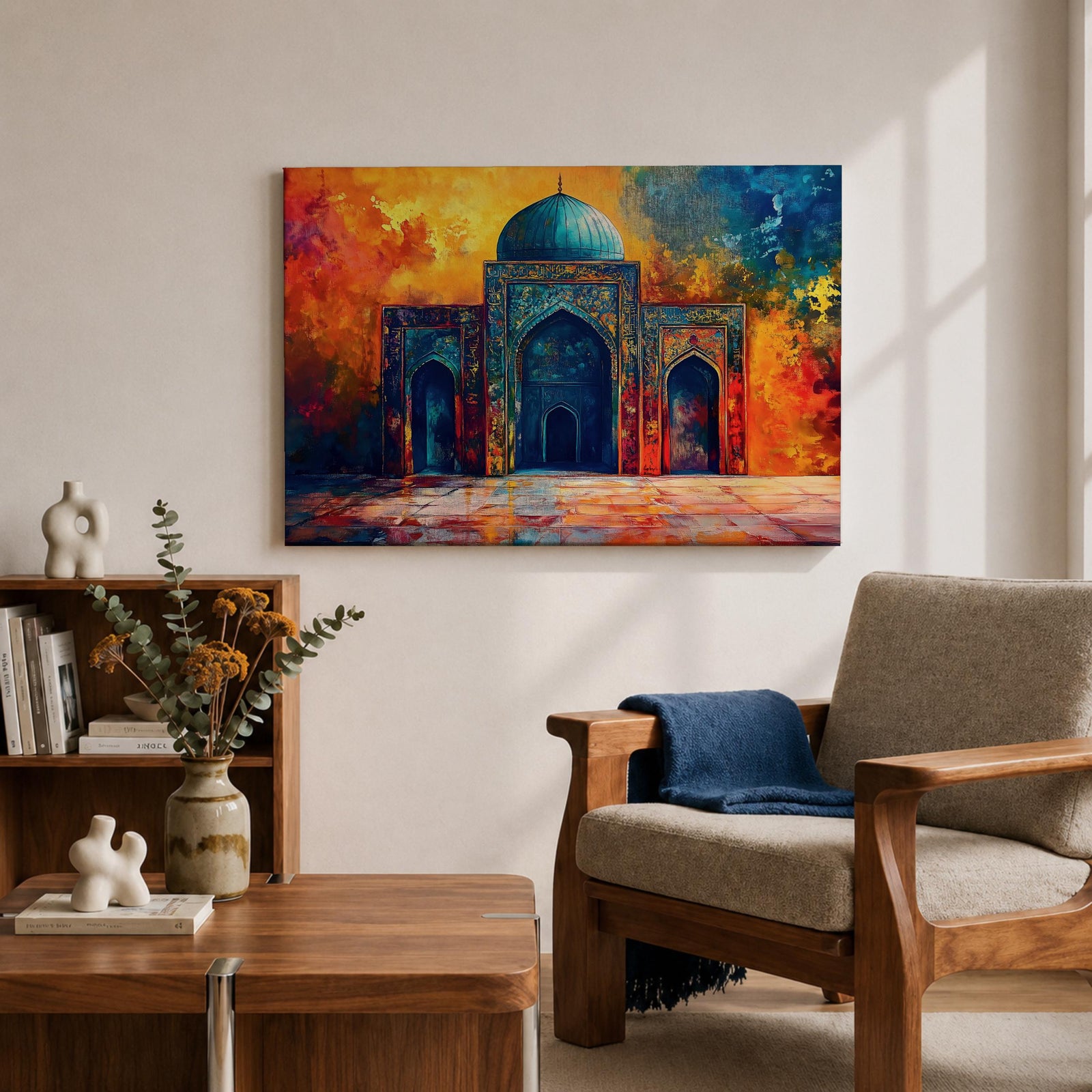 Islamic Mosque Wall Art Mughal Mosque Framed Canvas Ornate Archway Muslim Home Decor