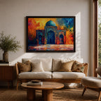 Islamic Mosque Wall Art Mughal Mosque Framed Canvas Ornate Archway Muslim Home Decor