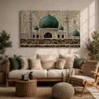 Masjid Al Nabawi Wall Art Prophets Mosque Framed Canvas Green Dome Mosaic Islamic Decor