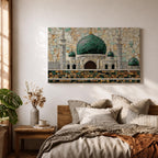 Masjid Al Nabawi Wall Art Prophets Mosque Framed Canvas Green Dome Mosaic Islamic Decor