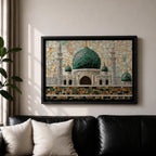 Masjid Al Nabawi Wall Art Prophets Mosque Framed Canvas Green Dome Mosaic Islamic Decor