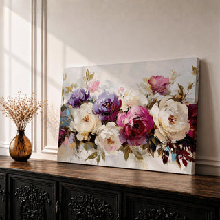 Peony Wall Art Bouquet Framed Canvas Botanical Garden Impasto Floral Bedroom Home Decor