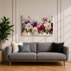 Peony Wall Art Bouquet Framed Canvas Botanical Garden Impasto Floral Bedroom Home Decor