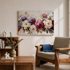 Peony Wall Art Bouquet Framed Canvas Botanical Garden Impasto Floral Bedroom Home Decor