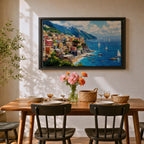 Amalfi Coast Wall Art Positano Italy Framed Canvas Mediterranean Landscape Living Room Decor