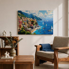 Amalfi Coast Wall Art Positano Italy Framed Canvas Mediterranean Landscape Living Room Decor