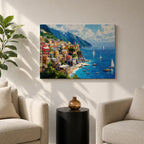 Amalfi Coast Wall Art Positano Italy Framed Canvas Mediterranean Landscape Living Room Decor