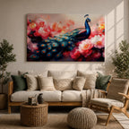 Peacock Wall Art Royal Feathers Framed Canvas Botanical Floral Nature Exotic Garden Decor