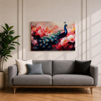 Peacock Wall Art Royal Feathers Framed Canvas Botanical Floral Nature Exotic Garden Decor