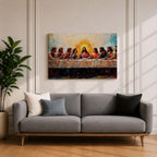 Last Supper Wall Art Jesus and Apostles Framed Canvas Christian Biblical Rustic Home Decor