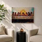 Last Supper Wall Art Jesus and Apostles Framed Canvas Christian Biblical Rustic Home Decor