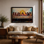 Last Supper Wall Art Jesus and Apostles Framed Canvas Christian Biblical Rustic Home Decor