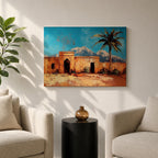 Moroccan Village Wall Art North Africa Framed Canvas Desert Landscape Impasto Rustic Home Decor