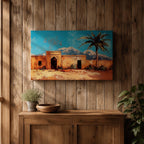 Moroccan Village Wall Art North Africa Framed Canvas Desert Landscape Impasto Rustic Home Decor