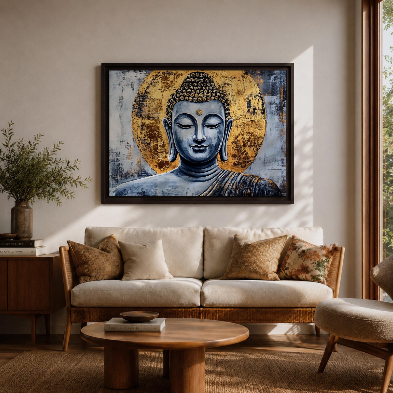 Buddha Wall Art Siddhartha Framed Canvas Zen Spiritual Meditation Boho Home Decor