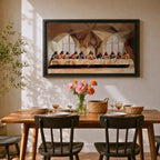 Last Supper Wall Art Jesus and Apostles Framed Canvas Abstract Biblical Christian Home Decor