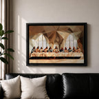 Last Supper Wall Art Jesus and Apostles Framed Canvas Abstract Biblical Christian Home Decor