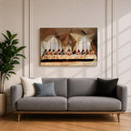 Last Supper Wall Art Jesus and Apostles Framed Canvas Abstract Biblical Christian Home Decor