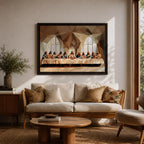 Last Supper Wall Art Jesus and Apostles Framed Canvas Abstract Biblical Christian Home Decor