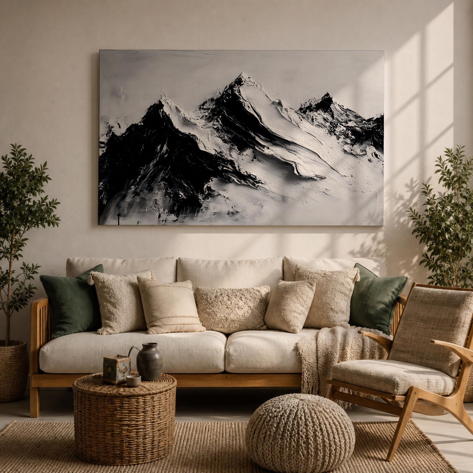 Mountain Wall Art Alpine Peaks Framed Canvas Nature Minimalist Landscape Nordic Modern Decor