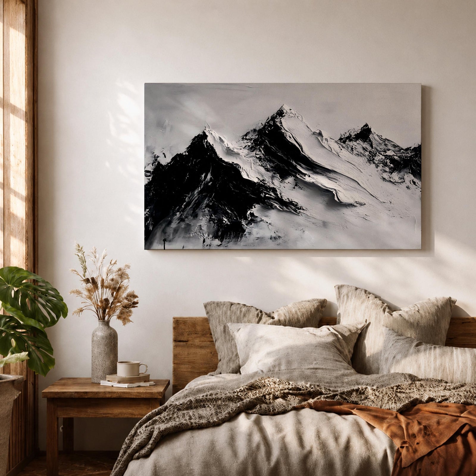 Mountain Wall Art Alpine Peaks Framed Canvas Nature Minimalist Landscape Nordic Modern Decor
