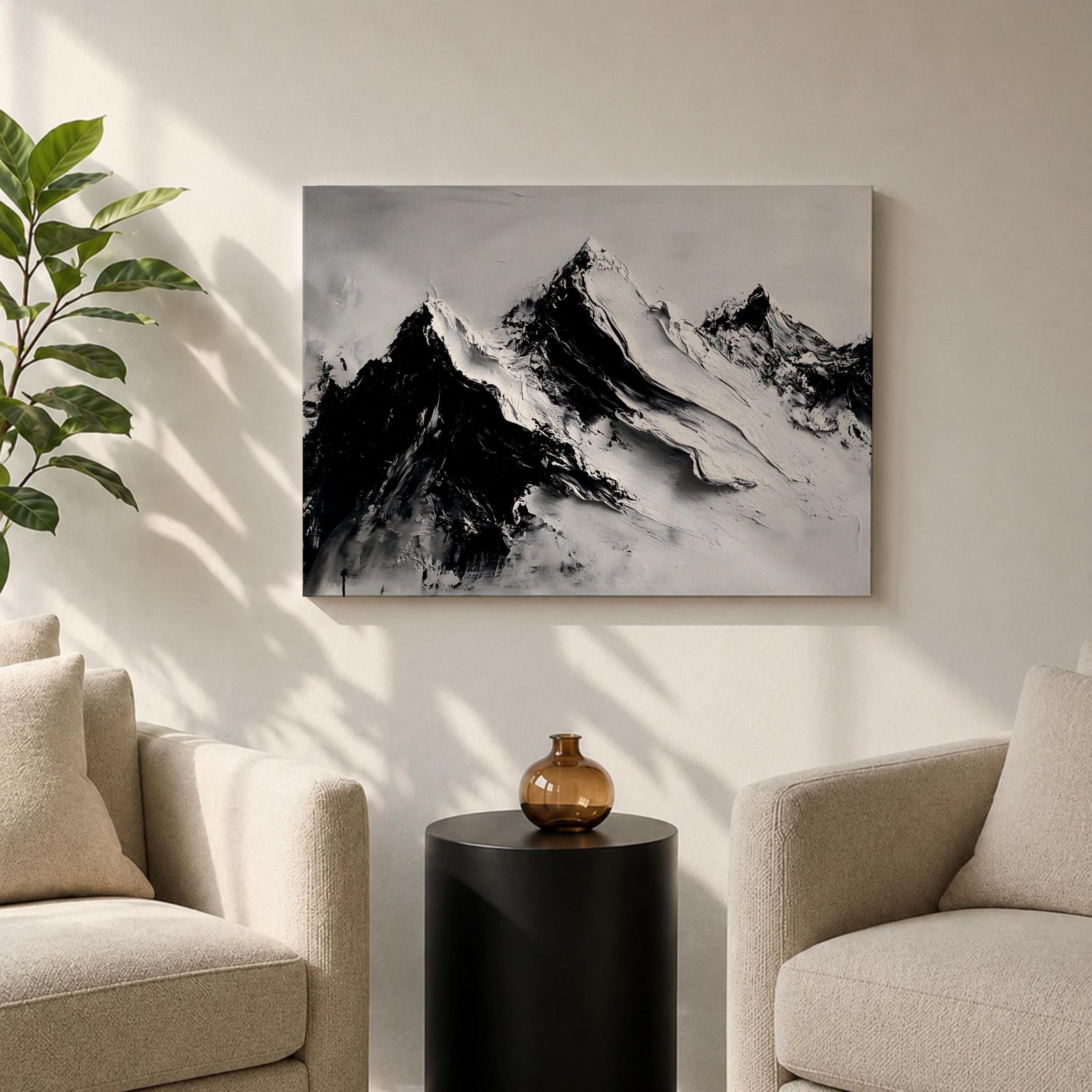 Mountain Wall Art Alpine Peaks Framed Canvas Nature Minimalist Landscape Nordic Modern Decor