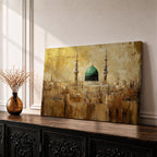 Masjid Nabawi Wall Art Prophets Mosque Framed Canvas Green Dome Islamic Home Decor