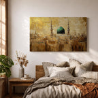Masjid Nabawi Wall Art Prophets Mosque Framed Canvas Green Dome Islamic Home Decor