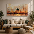 Masjid Nabawi Wall Art  Green Dome Framed Canvas Prophets Mosque Islamic Home Decor