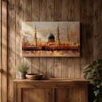 Masjid Nabawi Wall Art  Green Dome Framed Canvas Prophets Mosque Islamic Home Decor