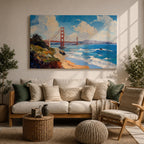 Golden Gate Bridge Wall Art San Francisco Landmark Framed Canvas Coastal City California Decor