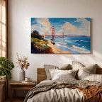 Golden Gate Bridge Wall Art San Francisco Landmark Framed Canvas Coastal City California Decor