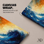 Ocean Wave Wall Art Hokusai Style Framed Canvas Coastal Abstract Seascape Living Room Decor