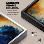 Ocean Wave Wall Art Hokusai Style Framed Canvas Coastal Abstract Seascape Living Room Decor