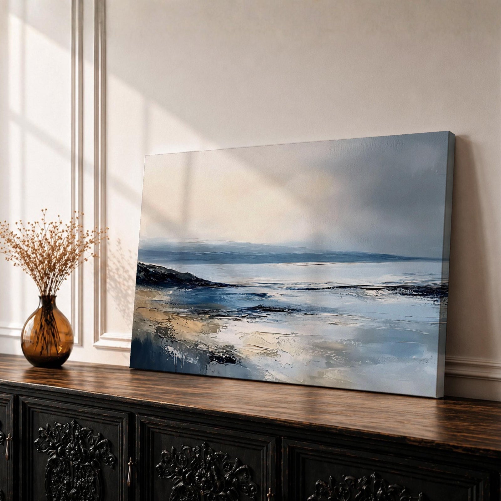 Seascape Wall Art Coastal Ocean Framed Canvas Abstract Landscape Gift Beach Home Decor