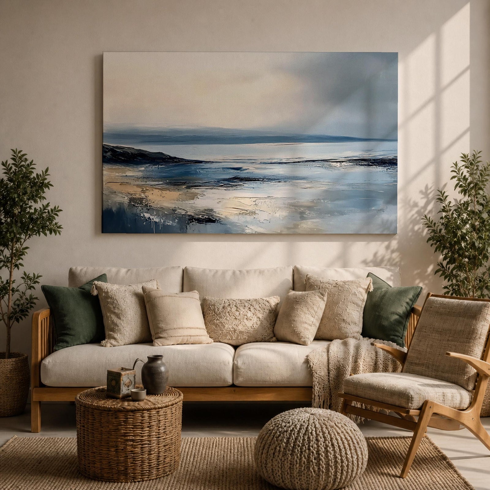 Seascape Wall Art Coastal Ocean Framed Canvas Abstract Landscape Gift Beach Home Decor