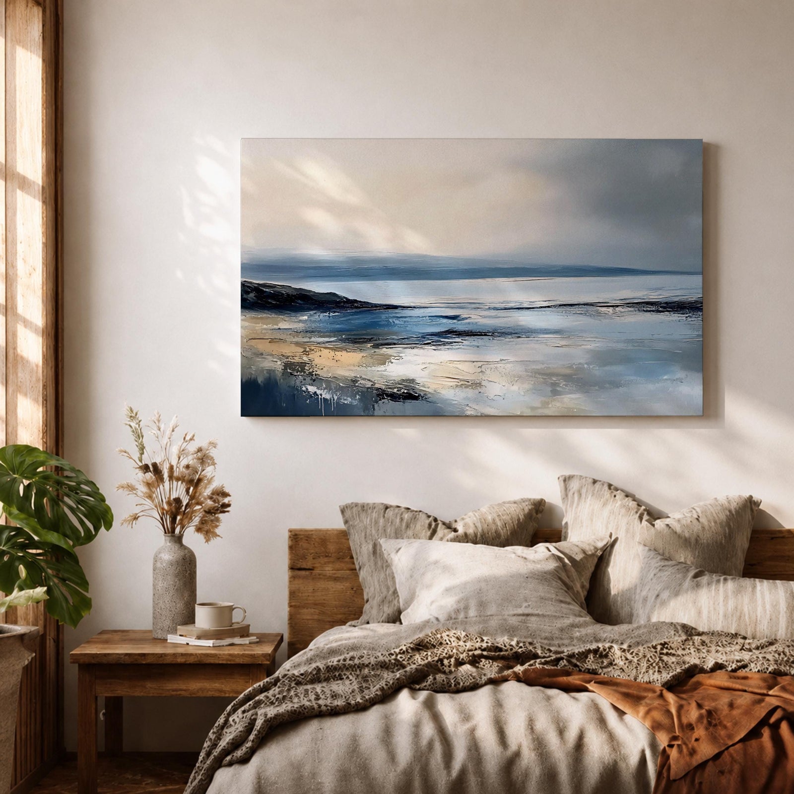 Seascape Wall Art Coastal Ocean Framed Canvas Abstract Landscape Gift Beach Home Decor