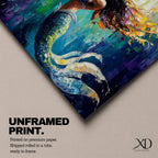 Mermaid Wall Art Sea Nymph Framed Canvas Fantasy Ocean Impasto Mythology Coastal Decor