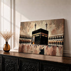 Kaaba Wall Art Tawaf Pilgrims Framed Canvas Masjid al Haram Impasto Islamic Home Decor