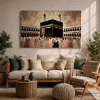 Kaaba Wall Art Tawaf Pilgrims Framed Canvas Masjid al Haram Impasto Islamic Home Decor