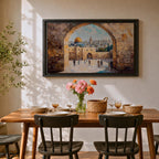 Masjid Al Aqsa Wall Art Arch View Framed Canvas Qubbat As-Sakhrah Impasto Islamic Decor