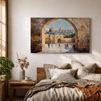 Masjid Al Aqsa Wall Art Arch View Framed Canvas Qubbat As-Sakhrah Impasto Islamic Decor