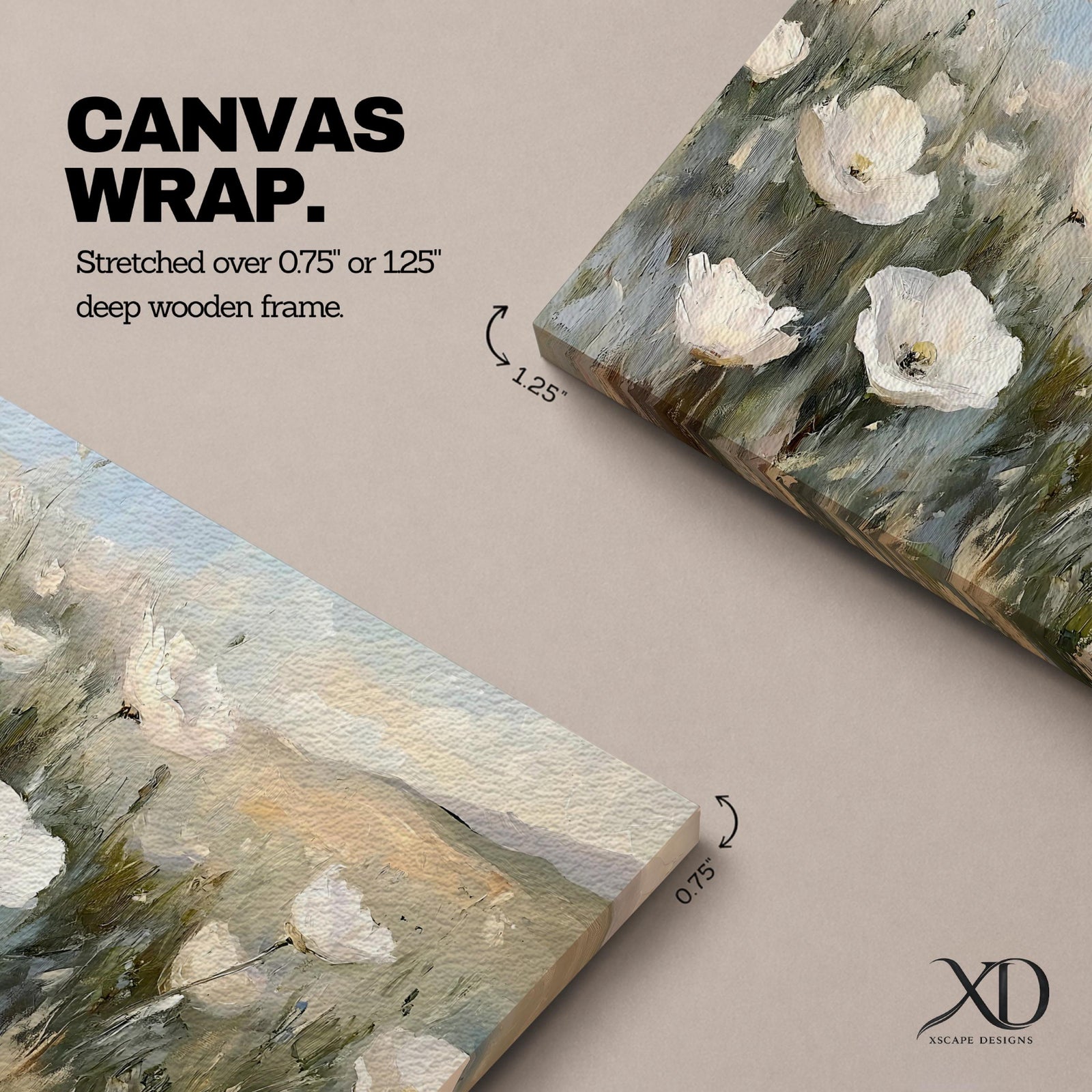 Wildflower Meadow Wall Art Rustic Floral Field Framed Canvas Vintage Farmhouse Rustic Home Decor