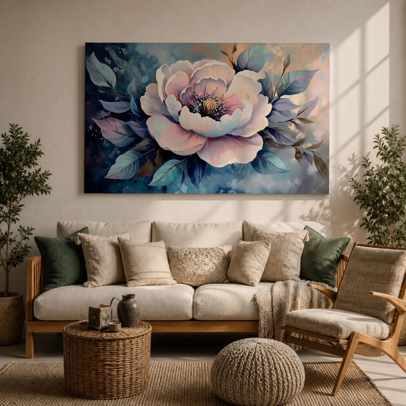 Peony Wall Art Garden Blossom Framed Canvas Botanical Floral Elegant Bedroom Home Decor